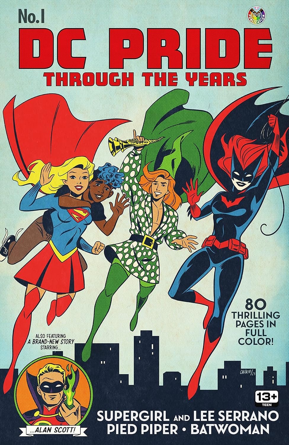 DC Pride comic book cover depicting Supergirl, Lee Serrano, Pied Piper, and Batwoman.