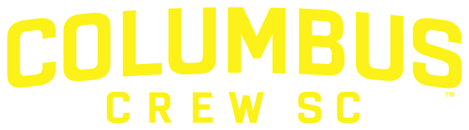 Columbus Crew SC logo with yellow text on a white background.