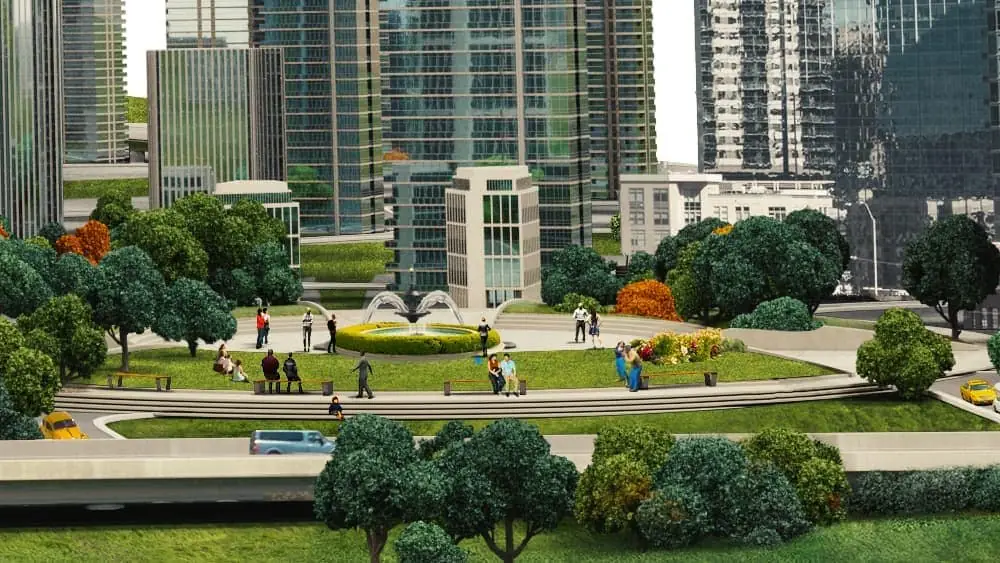 A park in the model town