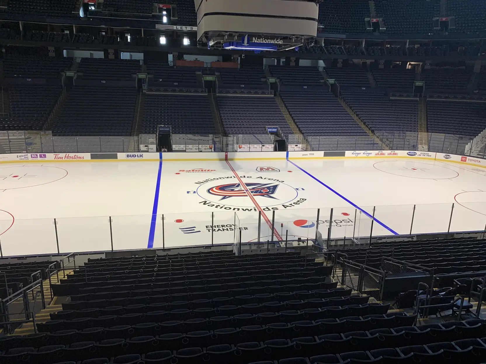 An empty Nationwide Arena before a game