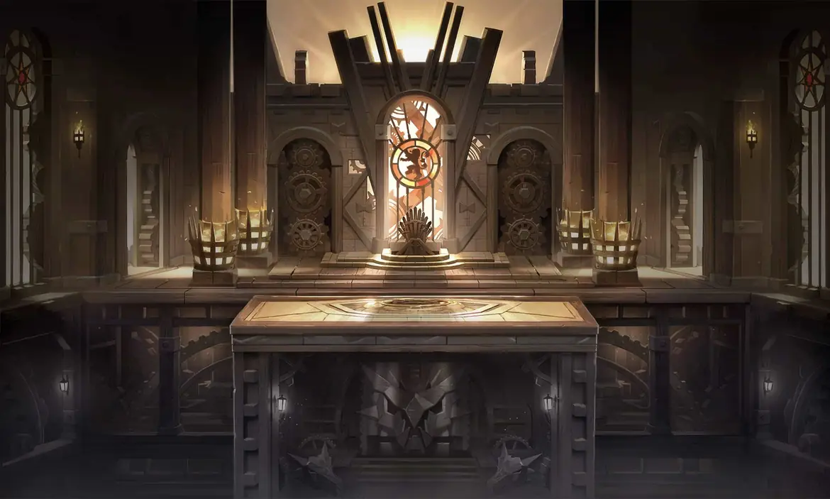 An empty throne room stage