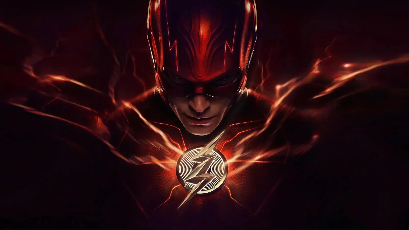 Barry Allen under the cowl, emblem glowing