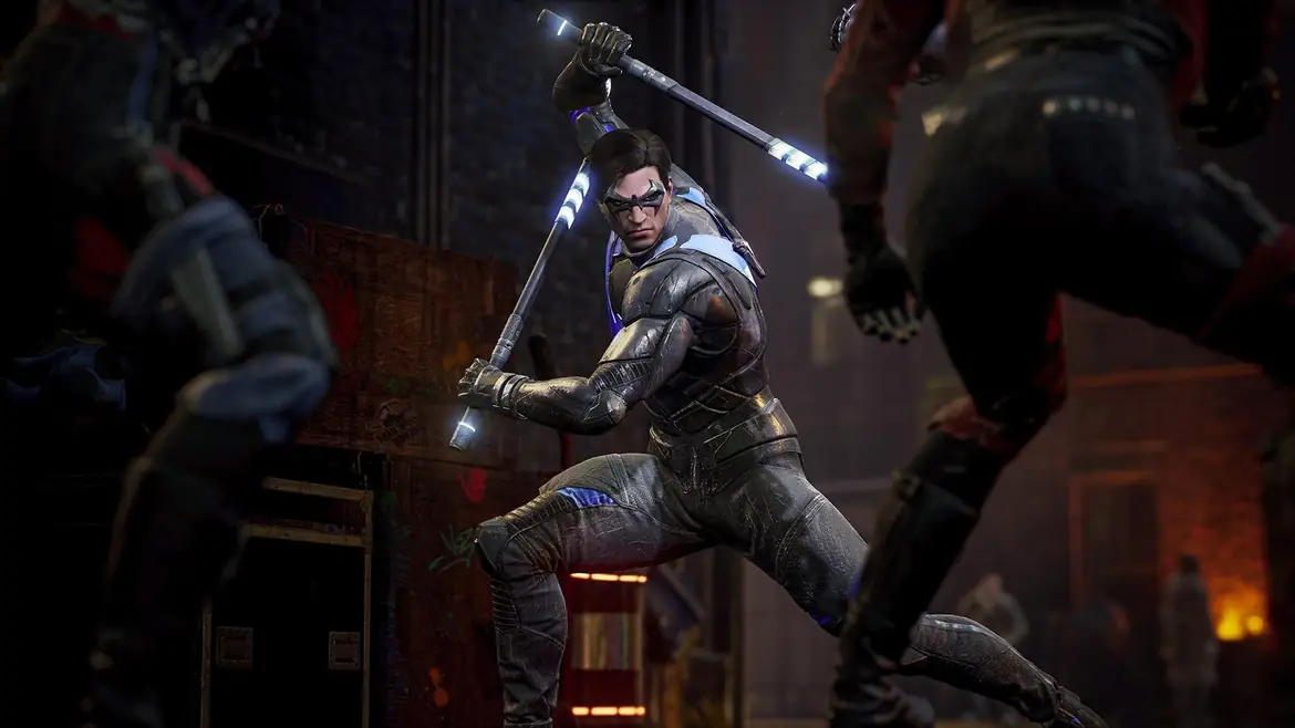 Nightwing mid-fight