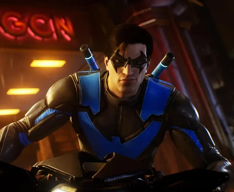 Nightwing under neon lights
