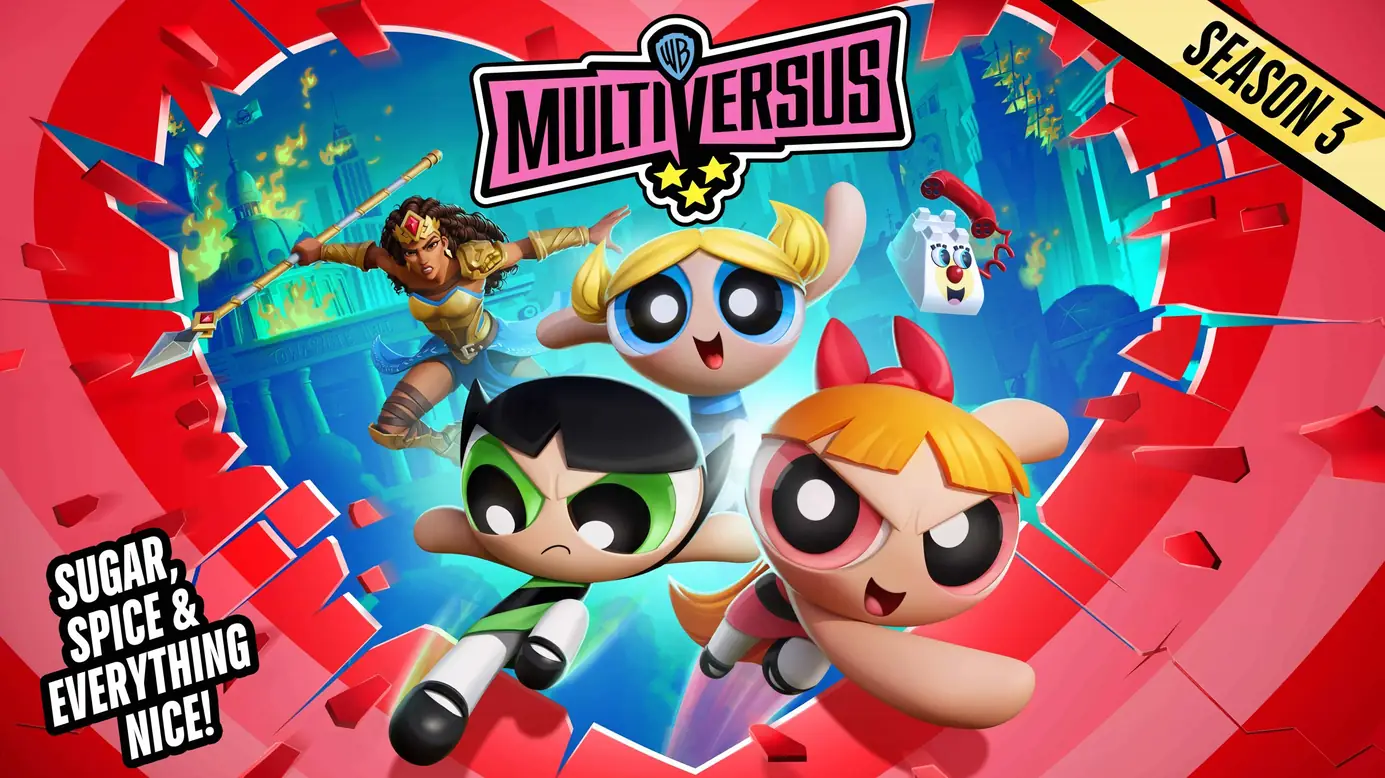 Season 3 key art with the Powerpuff Girls and Wonder Woman