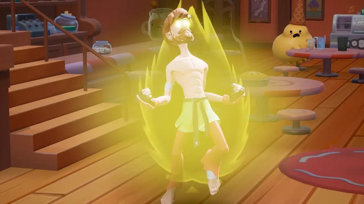 Shaggy powered up in a golden glow