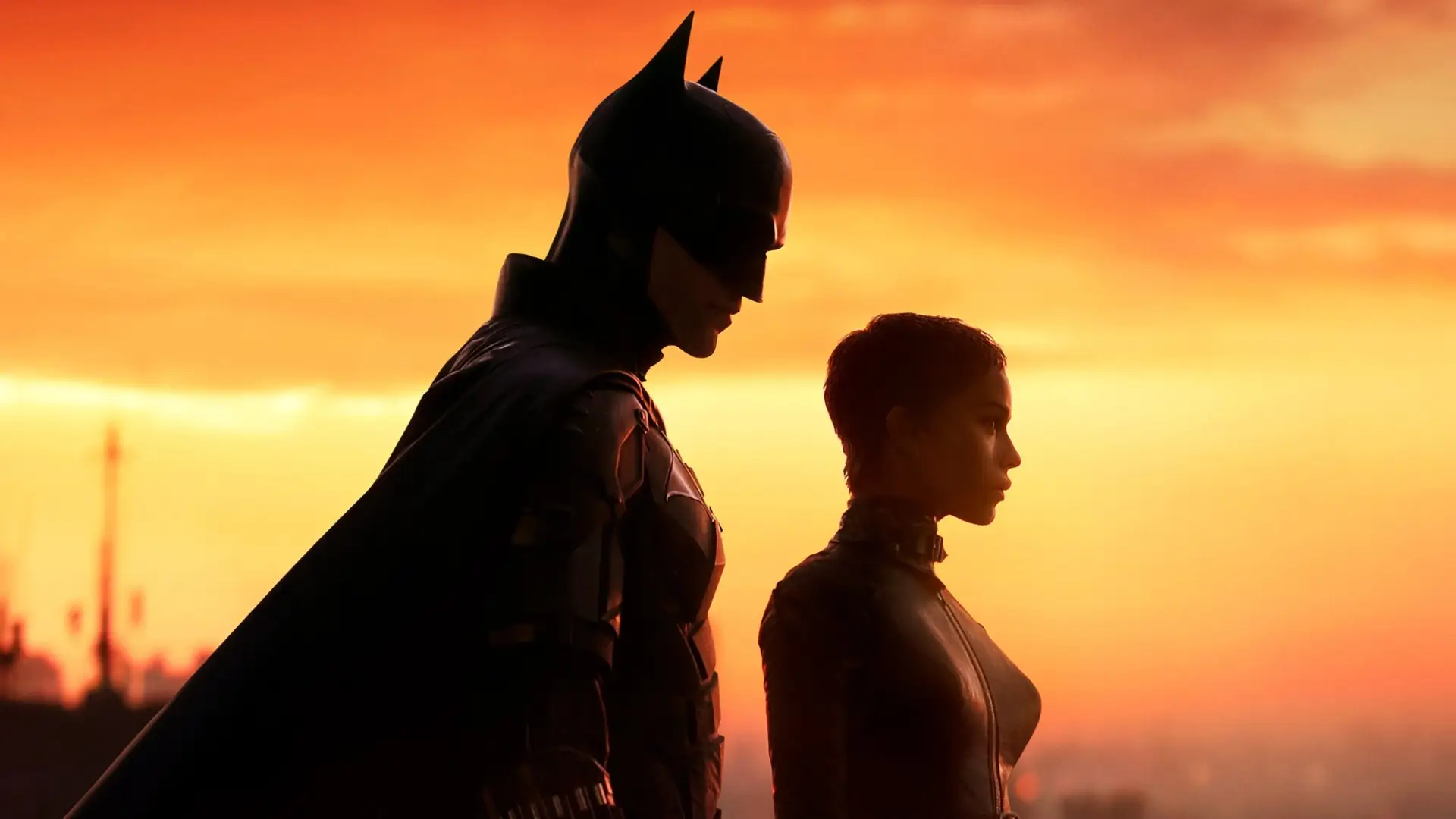 Batman and Catwoman at sunset