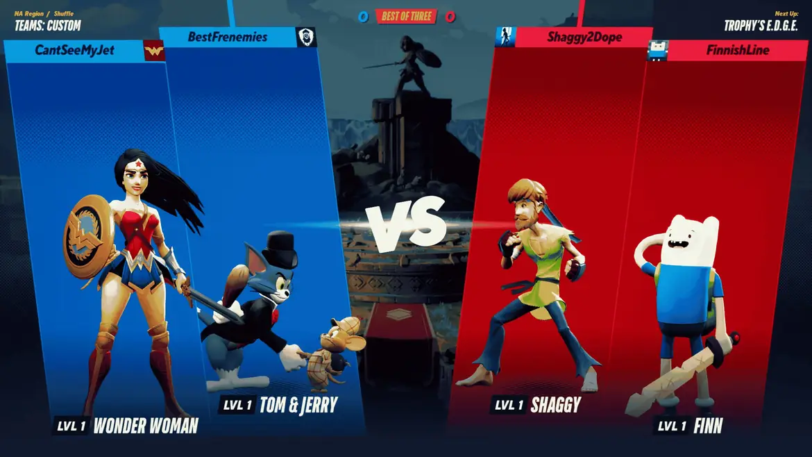 The versus screen before a two-on-two match