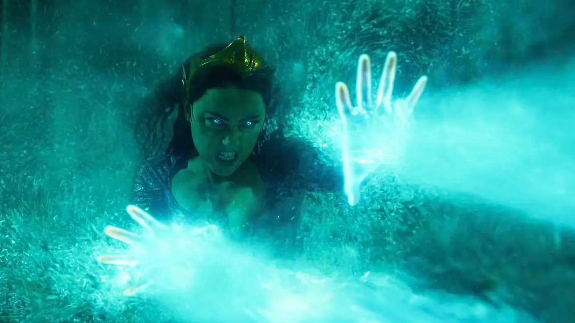 Underwater action in turquoise light